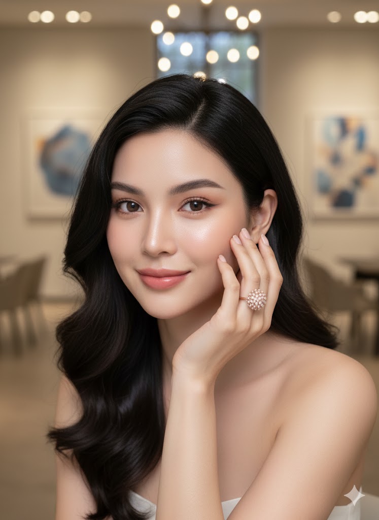 The Rose Gold Pearl Blossom Ring