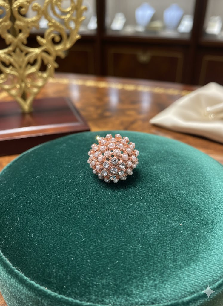 The Rose Gold Pearl Blossom Ring