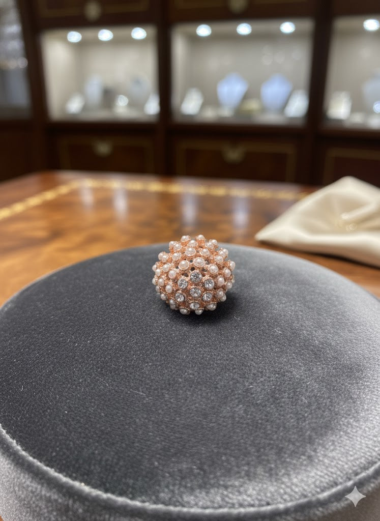 The Rose Gold Pearl Blossom Ring