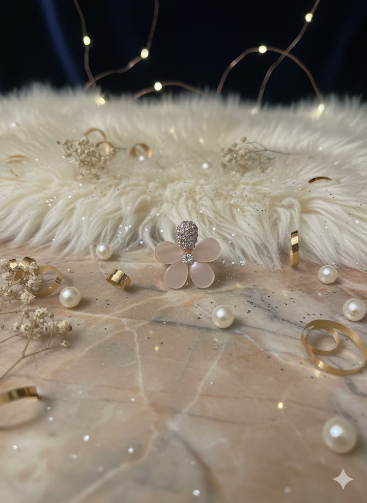 Royal Velvet Sparkle: The Luxury Diamond Flower Ring